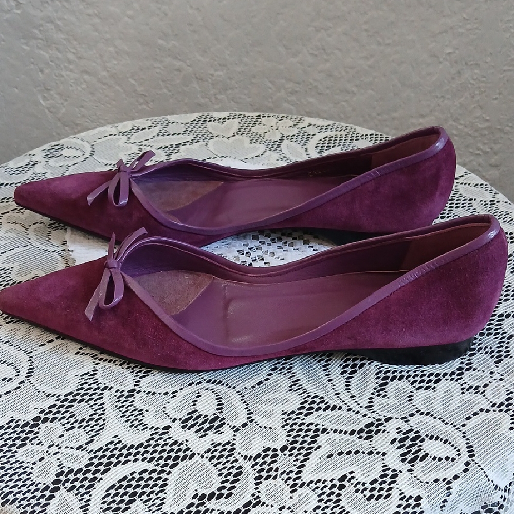 Women's Purple Suede Flats By Delman - Picture 2 of 5
